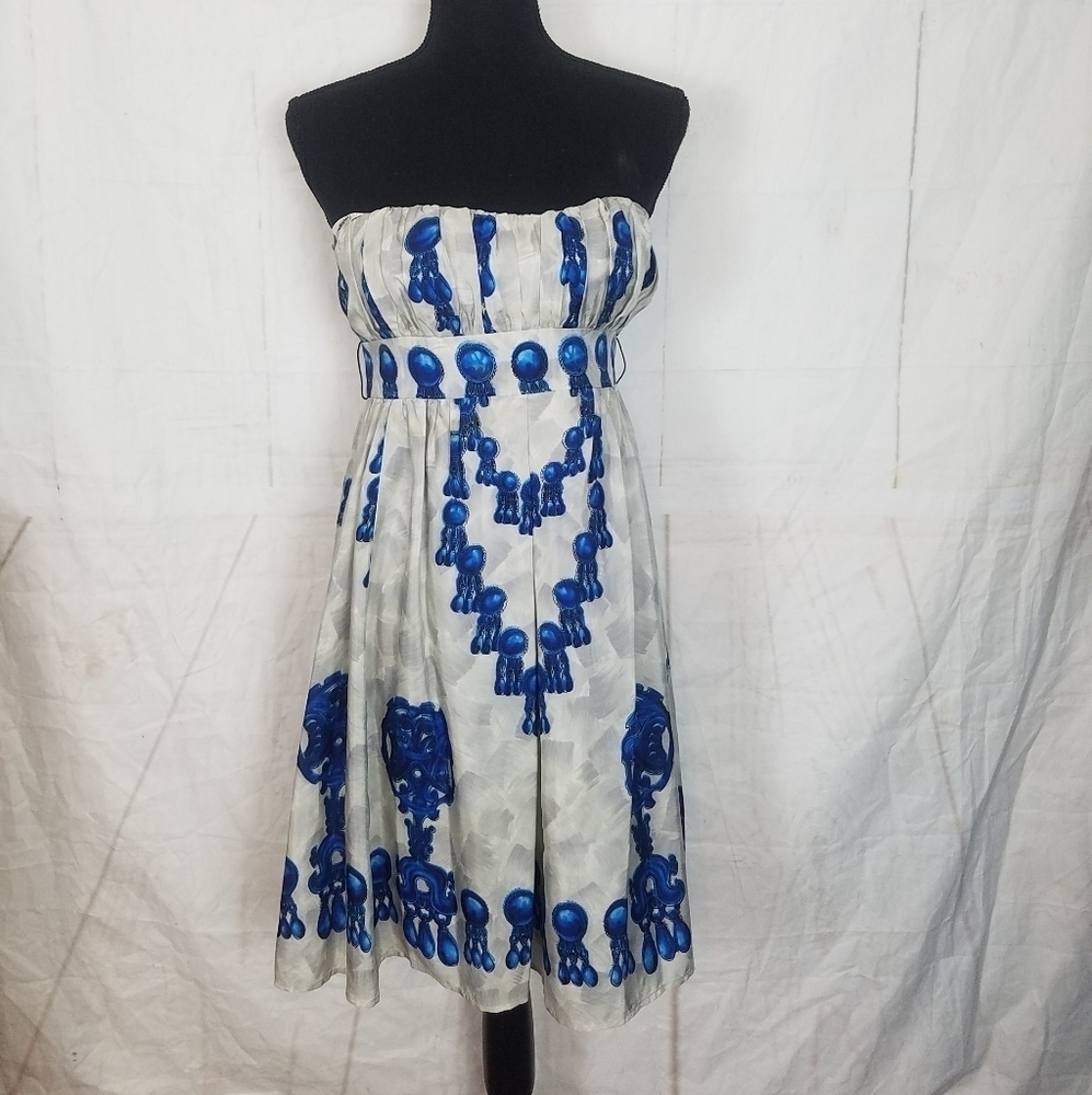 Nanette lepore strapless silk special occasion dress